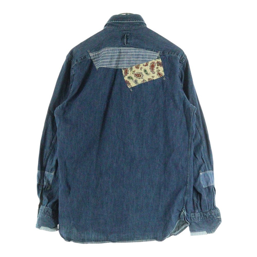 JUNYA WATANABE COMME des GARCONS(ジュンヤワタナベ コムデギャルソン) 12SS AD2011 パッチワークデザイン リネン混デニム 長袖シャツ インディゴ WI-B011