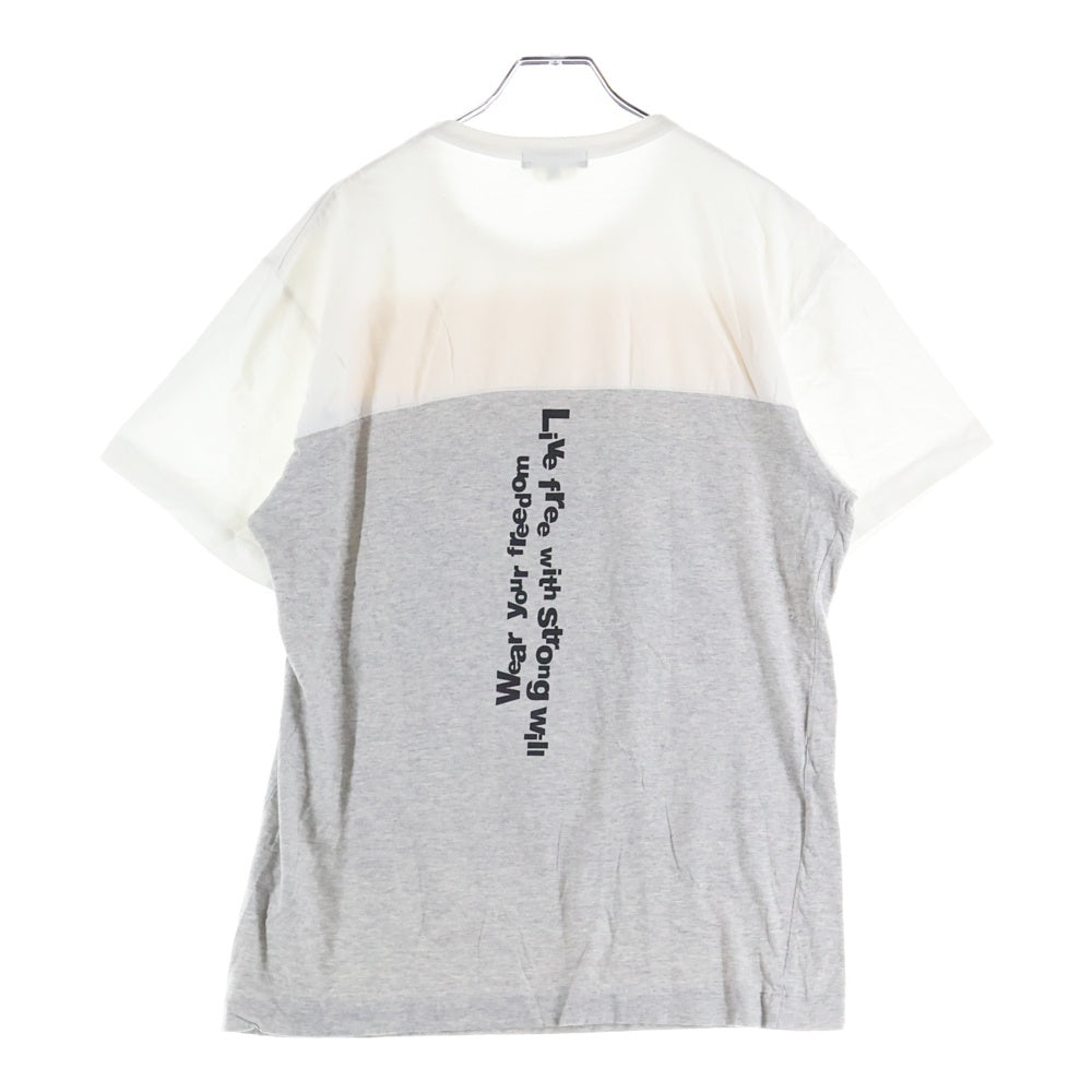 COMME des GARCONS HOMME PLUS(コムデギャルソンオムプリュス) 13SS AD2012 切替デザイン フロントプリント クルーネック 半袖Tシャツ カットソー ホワイト/グレー PK-T069