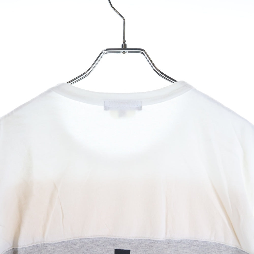 COMME des GARCONS HOMME PLUS(コムデギャルソンオムプリュス) 13SS AD2012 切替デザイン フロントプリント クルーネック 半袖Tシャツ カットソー ホワイト/グレー PK-T069