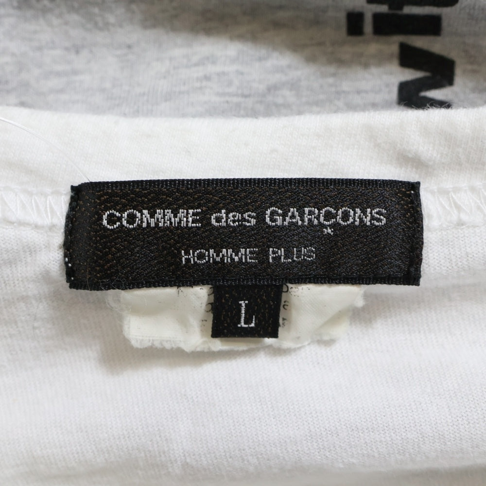 COMME des GARCONS HOMME PLUS(コムデギャルソンオムプリュス) 13SS AD2012 切替デザイン フロントプリント クルーネック 半袖Tシャツ カットソー ホワイト/グレー PK-T069