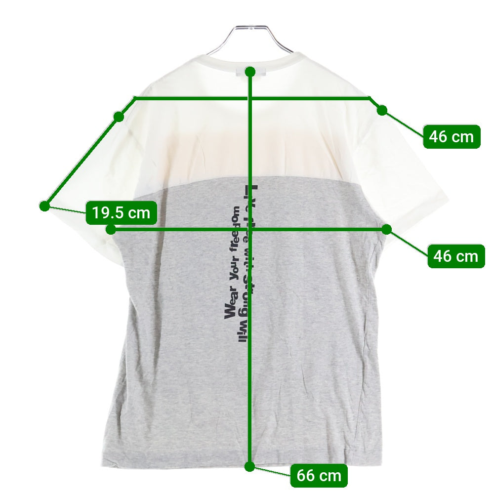 COMME des GARCONS HOMME PLUS(コムデギャルソンオムプリュス) 13SS AD2012 切替デザイン フロントプリント クルーネック 半袖Tシャツ カットソー ホワイト/グレー PK-T069