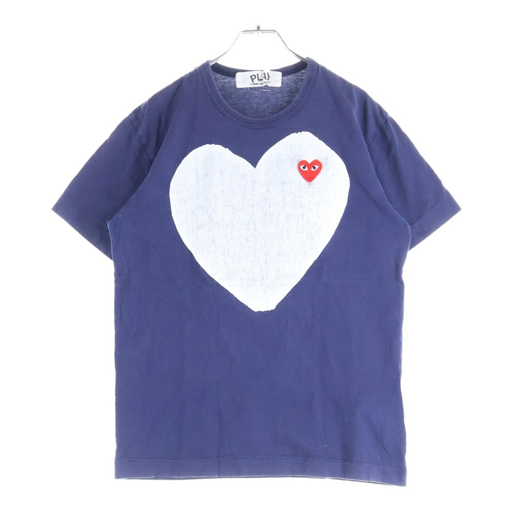 PLAY COMME des GARCONS(プレイコムデギャルソン) AD2012 ハートロゴ コットン クルーネック 半袖Tシャツ カットソー ネイビー AZ-T184