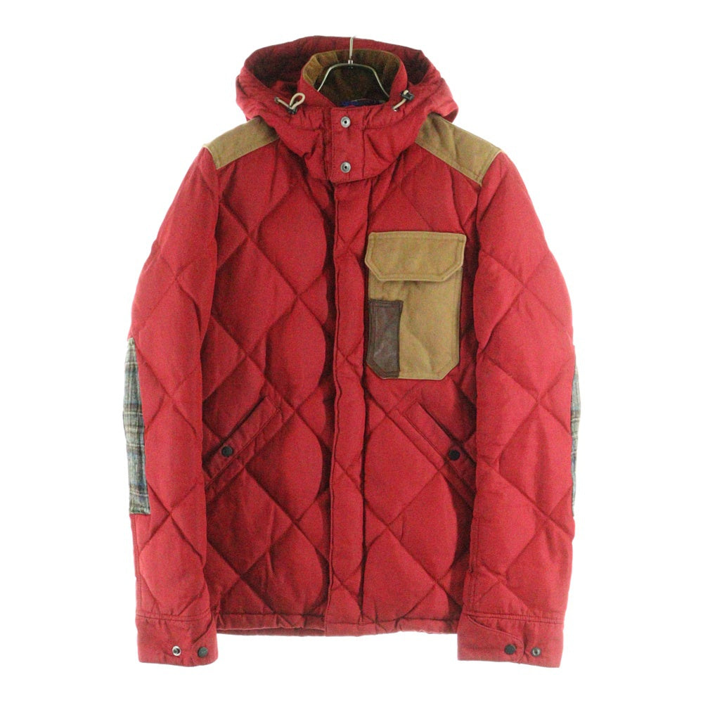 JUNYA WATANABE COMME des GARCONS(ジュンヤワタナベ コムデギャルソン) 12AW AD2012 ×DUVETICA DOWN JACKET デュベティカ ダックレザー切替デザイン フーデッドダウンジャケット レッド/ブラウン WJ-J402