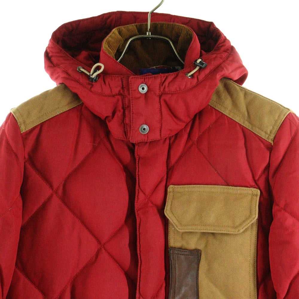 JUNYA WATANABE COMME des GARCONS(ジュンヤワタナベ コムデギャルソン) 12AW AD2012 ×DUVETICA DOWN JACKET デュベティカ ダックレザー切替デザイン フーデッドダウンジャケット レッド/ブラウン WJ-J402