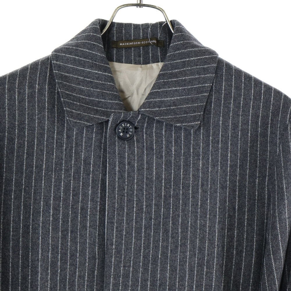 MACKINTOSH(マッキントッシュ) スコットランド製 ストライプ ウール ステンカラーコート グレー AJ-SH