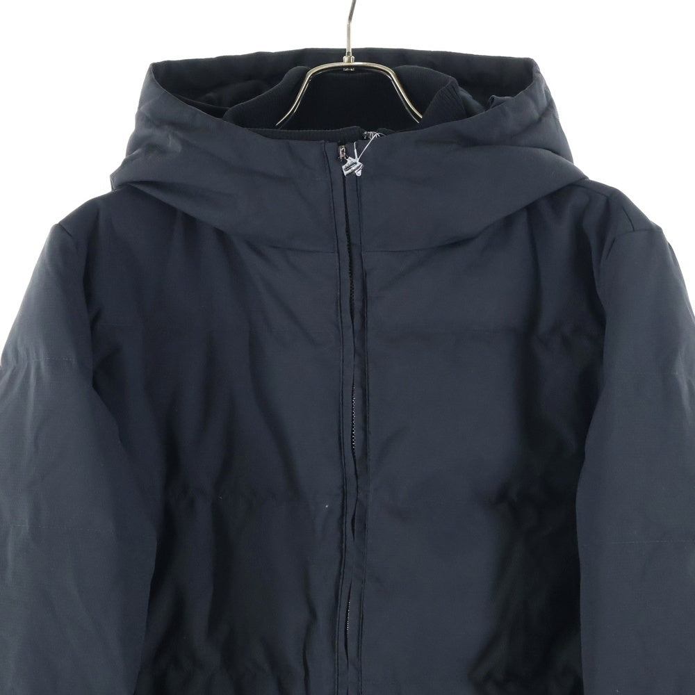 AKM(エーケーエム) スタンドネック レイヤード ナイロン フーデッド ダウンジャケット パーカー ブラック AS0-829