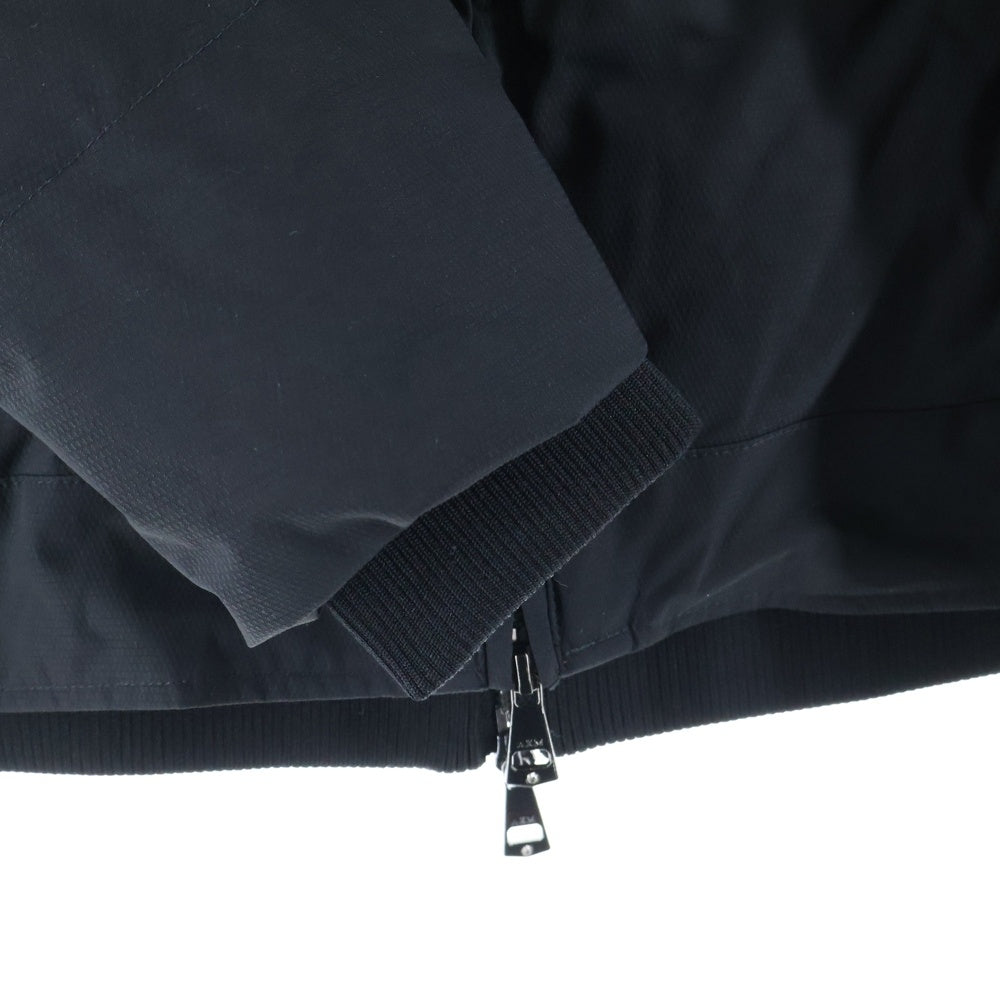 AKM(エーケーエム) スタンドネック レイヤード ナイロン フーデッド ダウンジャケット パーカー ブラック AS0-829