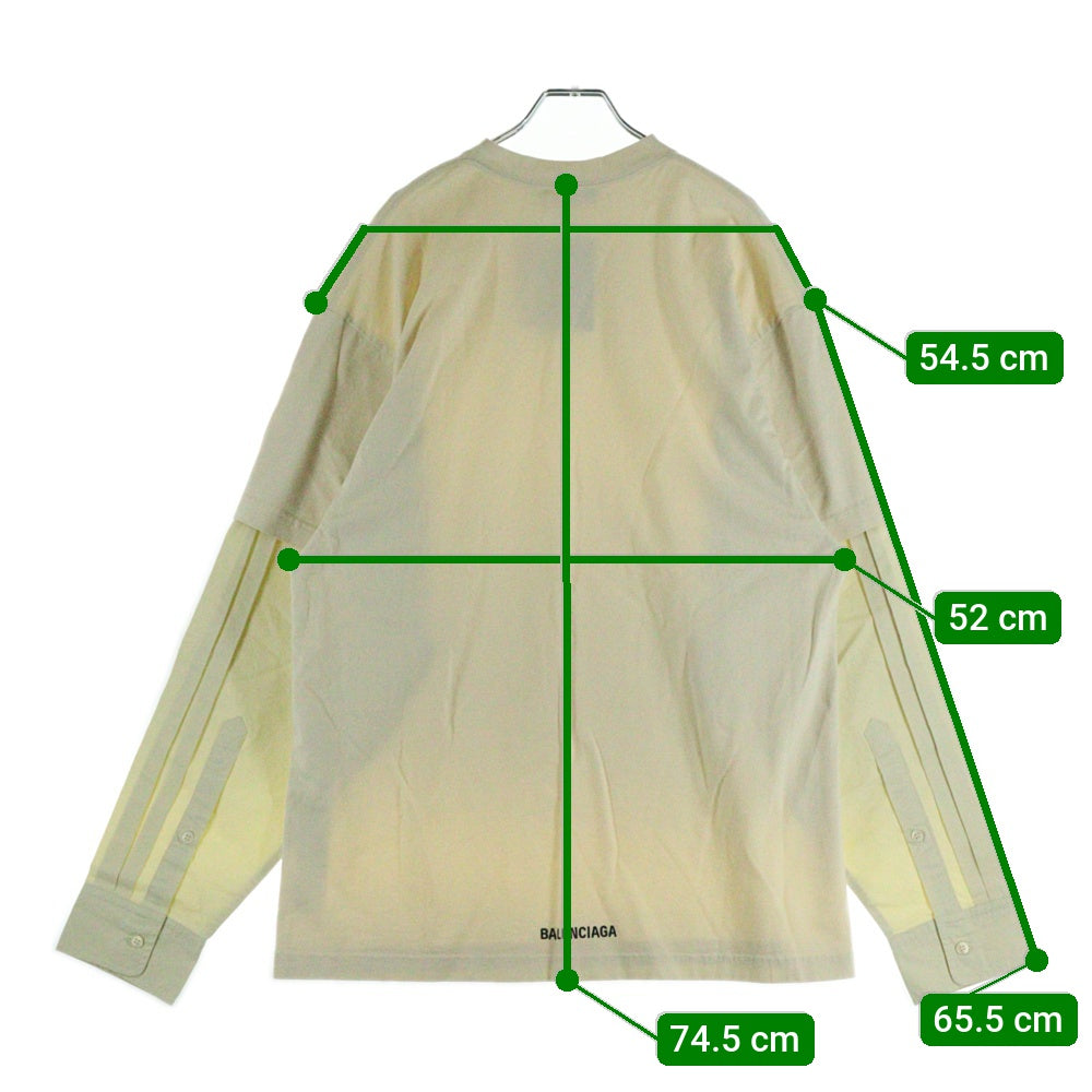 BALENCIAGA(バレンシアガ) LAYERED LONG SLEEVE SHIRT レイヤード ロングスリーブ ドッキング 長袖Tシャツ カットソー アイボリー 698631 TLVF3