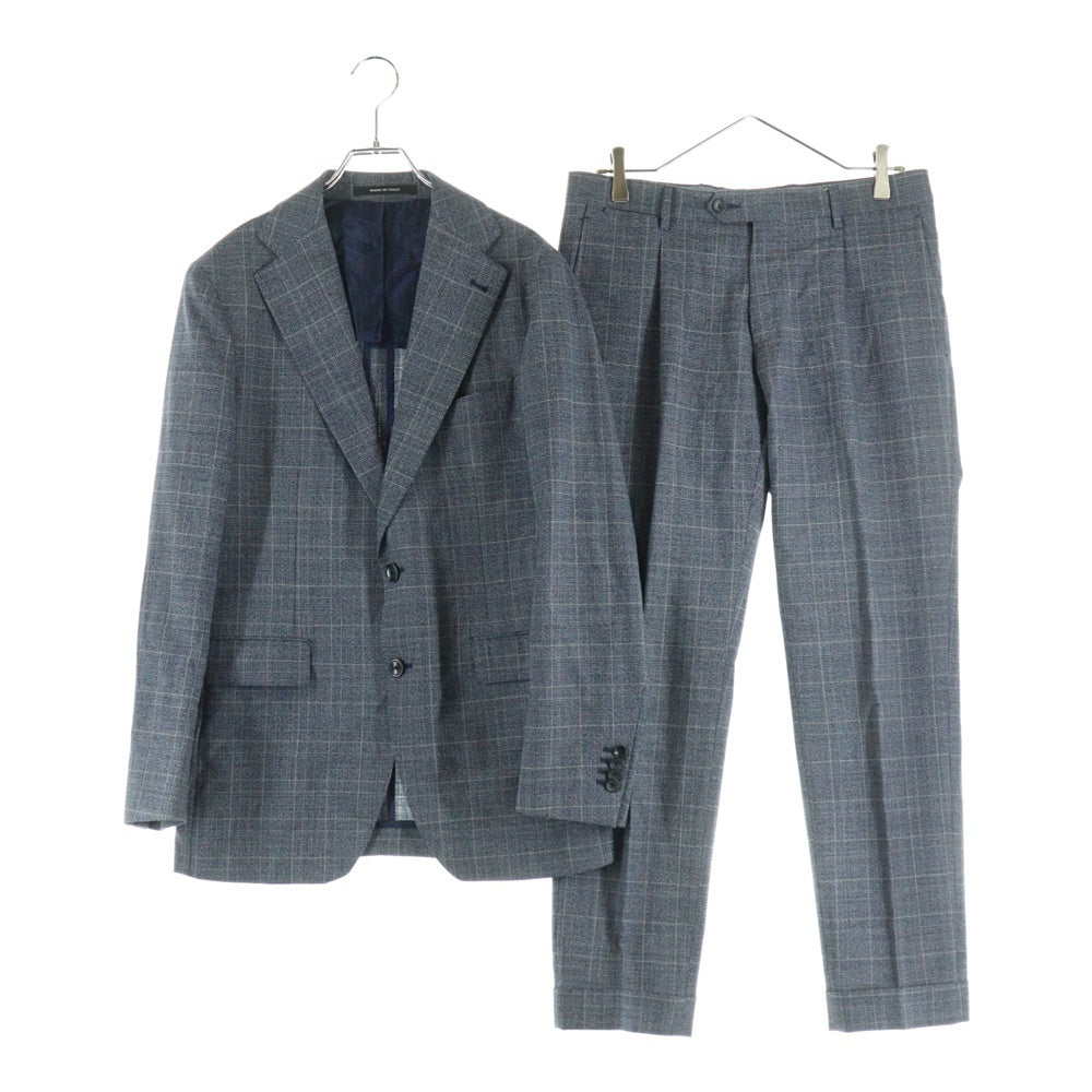 TAGLIATORE(タリアトーレ) グレンチェック 2B テーラードジャケット スラックス パンツ スリーピース セットアップ スーツ ネイビー/ホワイト 5SVJ22BOS