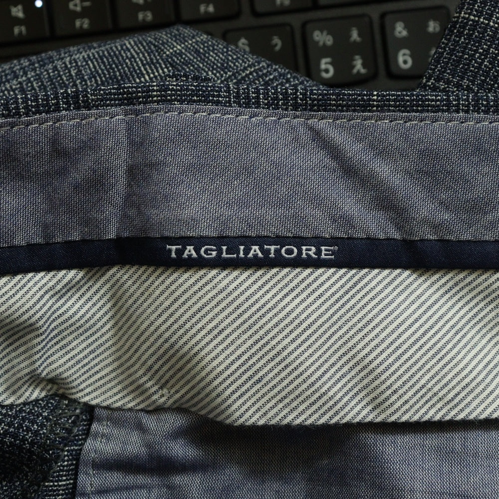 TAGLIATORE(タリアトーレ) グレンチェック 2B テーラードジャケット スラックス パンツ スリーピース セットアップ スーツ ネイビー/ホワイト 5SVJ22BOS
