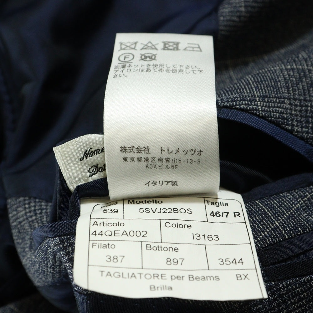 TAGLIATORE(タリアトーレ) グレンチェック 2B テーラードジャケット スラックス パンツ スリーピース セットアップ スーツ ネイビー/ホワイト 5SVJ22BOS
