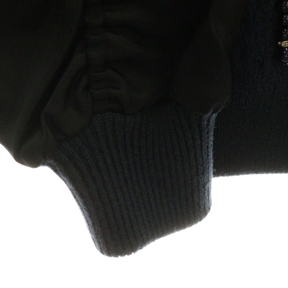 MUVEIL(ミュベール) MUVEIL ミュベール ビーズ付き アーム切替 ニット ジャケット ネイビー MA93KCD001 レディース