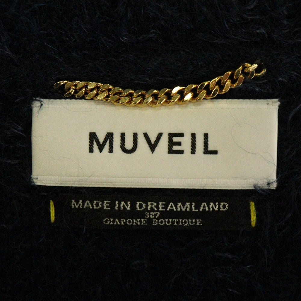MUVEIL(ミュベール) MUVEIL ミュベール ビーズ付き アーム切替 ニット ジャケット ネイビー MA93KCD001 レディース