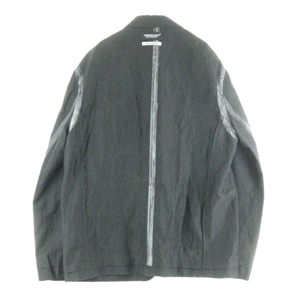 UNDERCOVER(アンダーカバー) 24SS W/Li ウール リネン インサイドアウト ウェザー ネームコラージュ テーラードジャケット チャコール UC1D4105