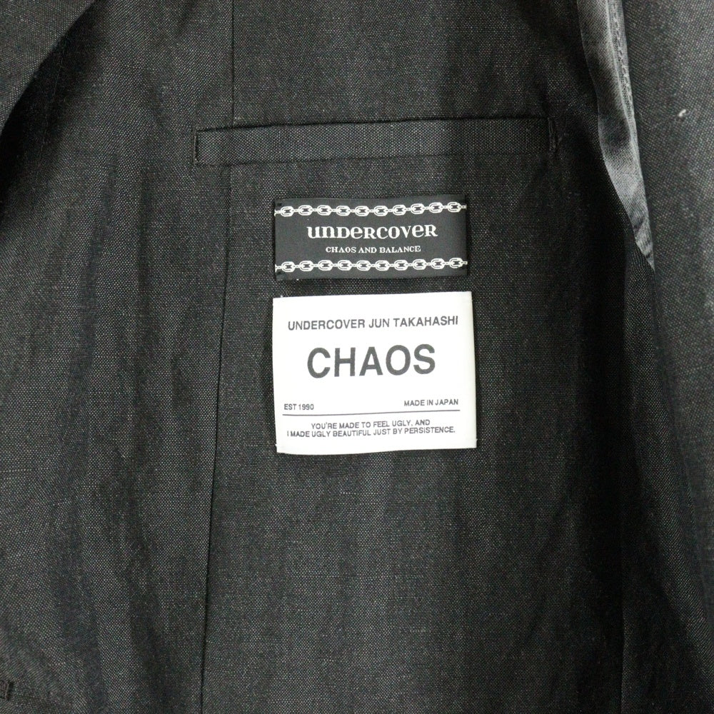 UNDERCOVER(アンダーカバー) 24SS W/Li ウール リネン インサイドアウト ウェザー ネームコラージュ テーラードジャケット チャコール UC1D4105