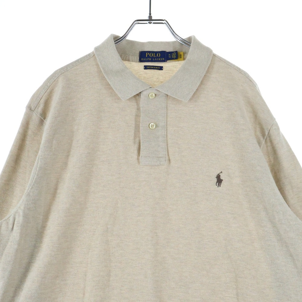 POLO RALPH LAUREN(ポロラルフローレン) ワンポイント ピケ 長袖ポロシャツ ベージュ