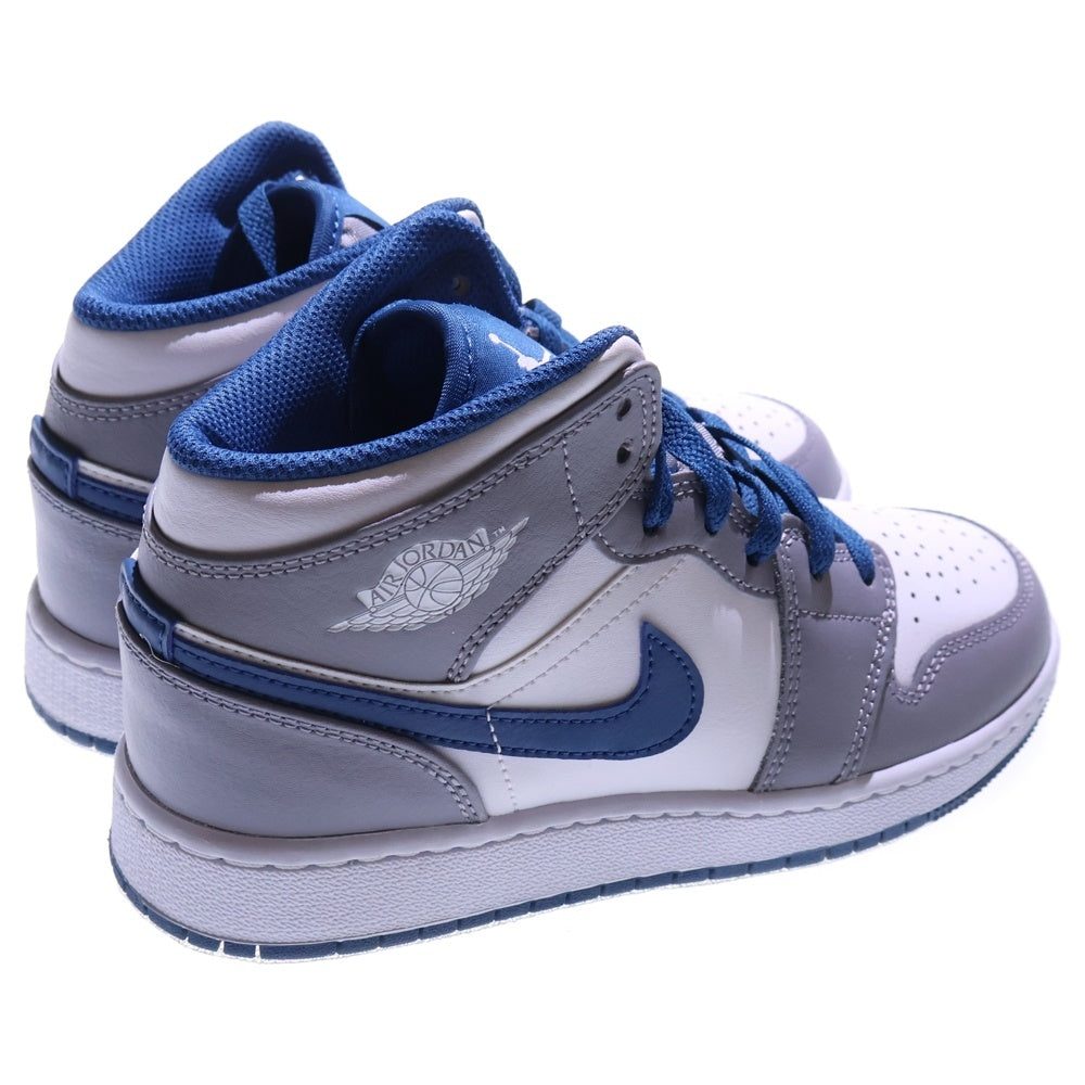 NIKE(ナイキ) GS AIR JORDAN 1 MID TRUE BLUE エアジョーダン1 トゥルーブルー ミッドカットスニーカー レディース ホワイト/グレー/ブルー US4Y/23cm DQ8423-014