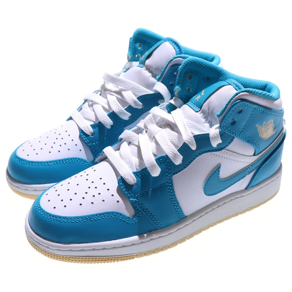 NIKE(ナイキ) GS AIR JORDAN 1 MID AQUA エアジョーダン1 アクア ミッドカットスニーカー レディース ホワイト/ブルー US4Y/23cm DQ8423-400