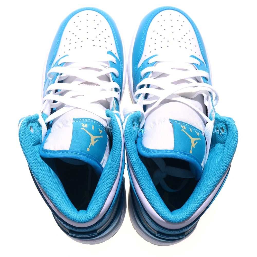 NIKE(ナイキ) GS AIR JORDAN 1 MID AQUA エアジョーダン1 アクア ミッドカットスニーカー レディース ホワイト/ブルー US4Y/23cm DQ8423-400