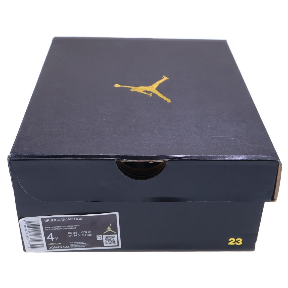 NIKE(ナイキ) GS AIR JORDAN 1 MID AQUA エアジョーダン1 アクア ミッドカットスニーカー レディース ホワイト/ブルー US4Y/23cm DQ8423-400