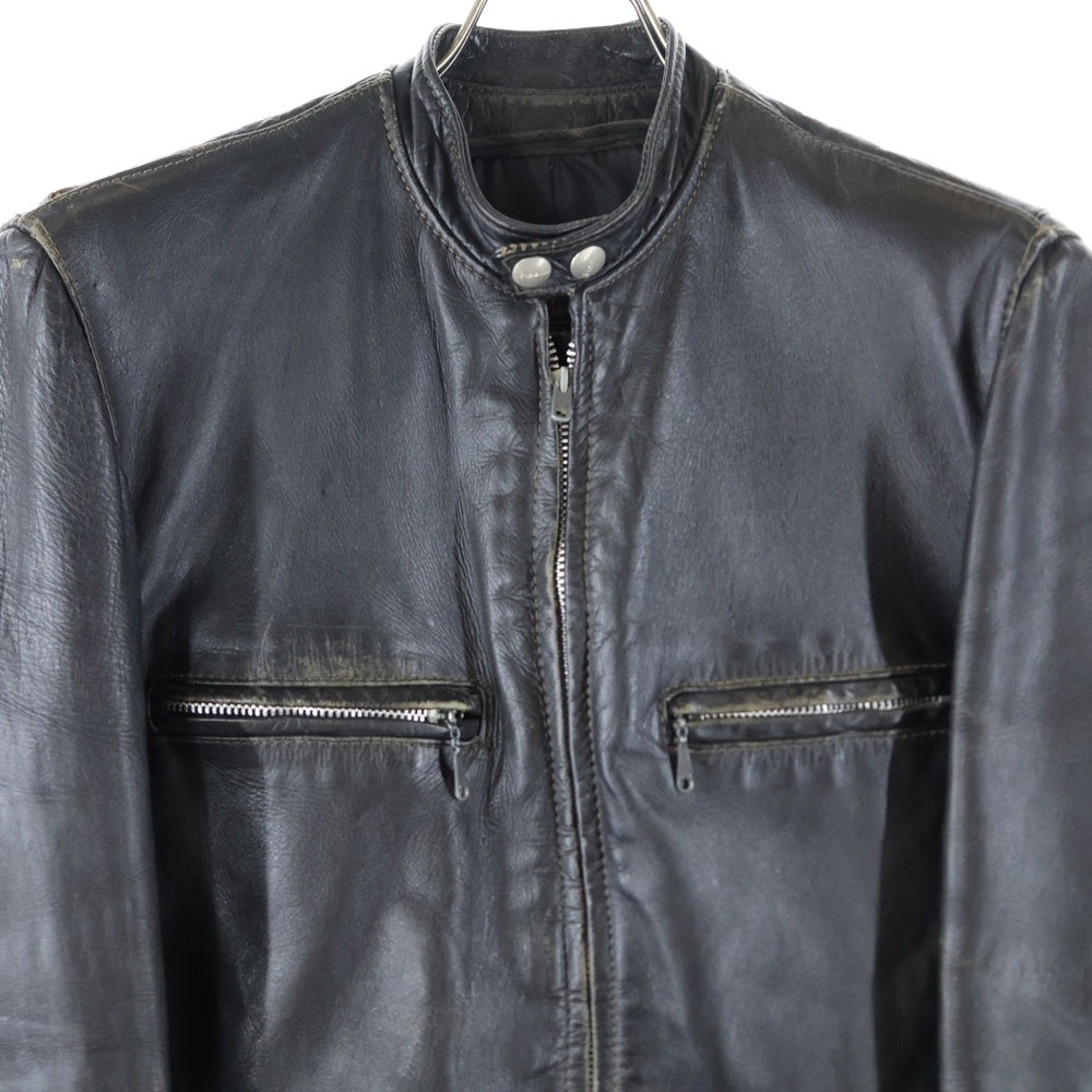 VINTAGE(ヴィンテージ) 70S VINTAGE BROOKS ヴィンテージ ブルックス 涙TALON レザー シングルライダースジャケット ブラック