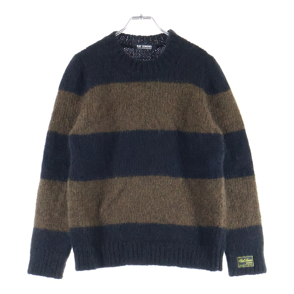 RAF SIMONS(ラフシモンズ) 22AW モヘア混 ボーダーウールニットセーター ブラック/ブラウン