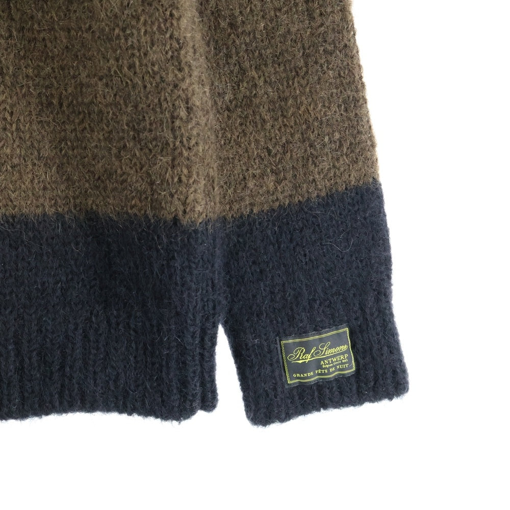 RAF SIMONS(ラフシモンズ) 22AW モヘア混 ボーダーウールニットセーター ブラック/ブラウン