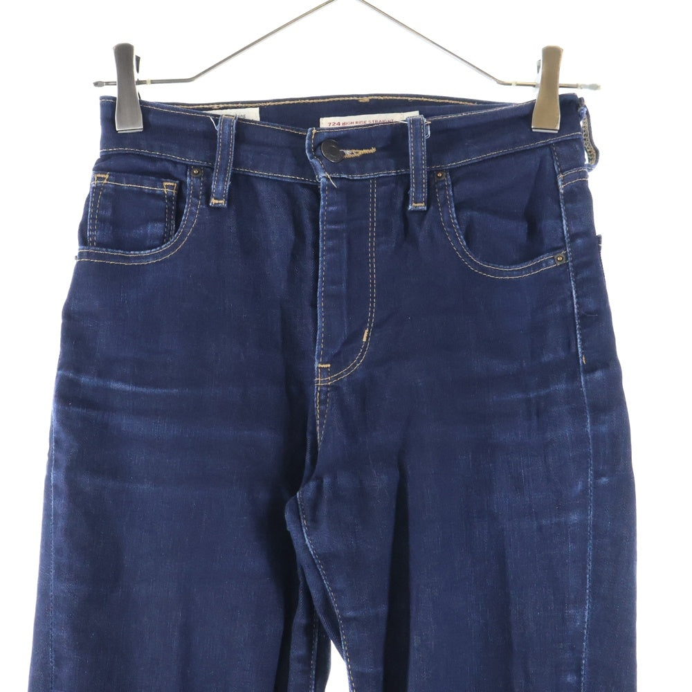 Levi's(リーバイス) 724 HIGH RISE STRAIGHT ハイ ライズ ストレート ボタン裏273 ドーナツボタン カウレザーパッチ 両面BIG E スキニーデニムパンツ レディース 18883-0015