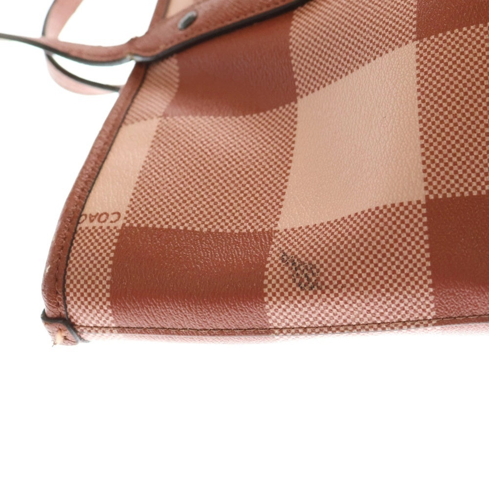 COACH(コーチ) CHECKERED TOTE ロゴ刻印 チェッカード PVCレザートートバッグ レッド M1723-F26147