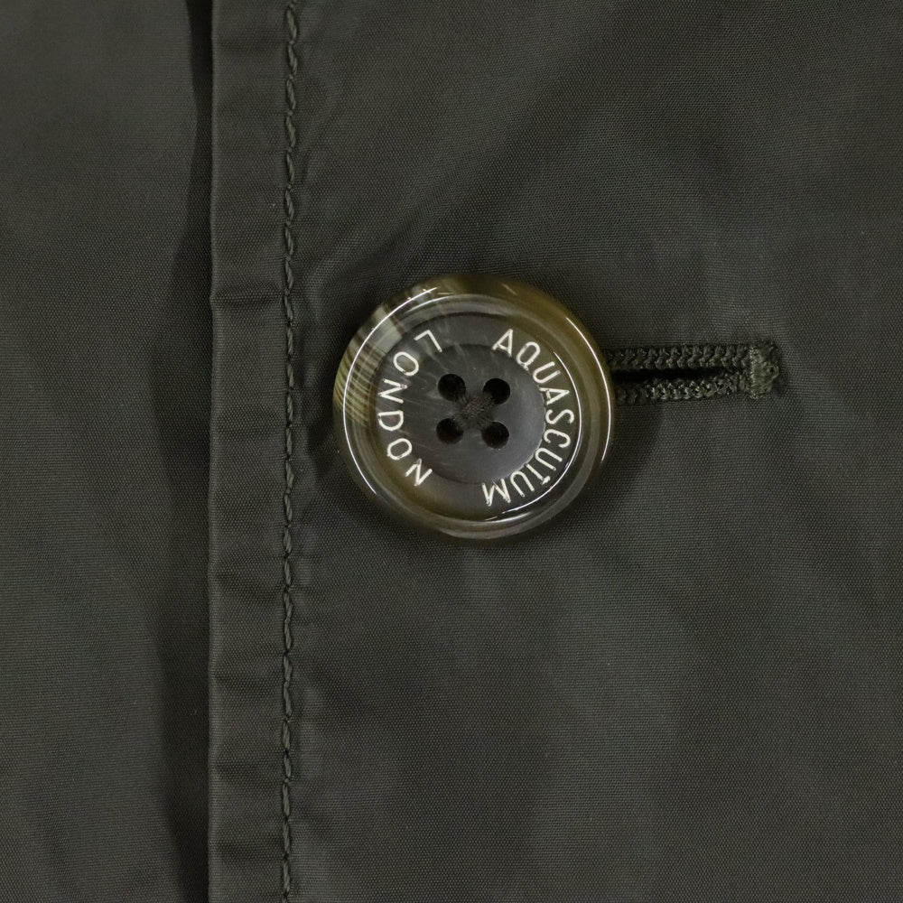 Aquascutum(アクアスキュータム) ブランドロゴデザインボタン ダブルフラップポケット ダブルブレスト ナイロンコート レディース カーキ