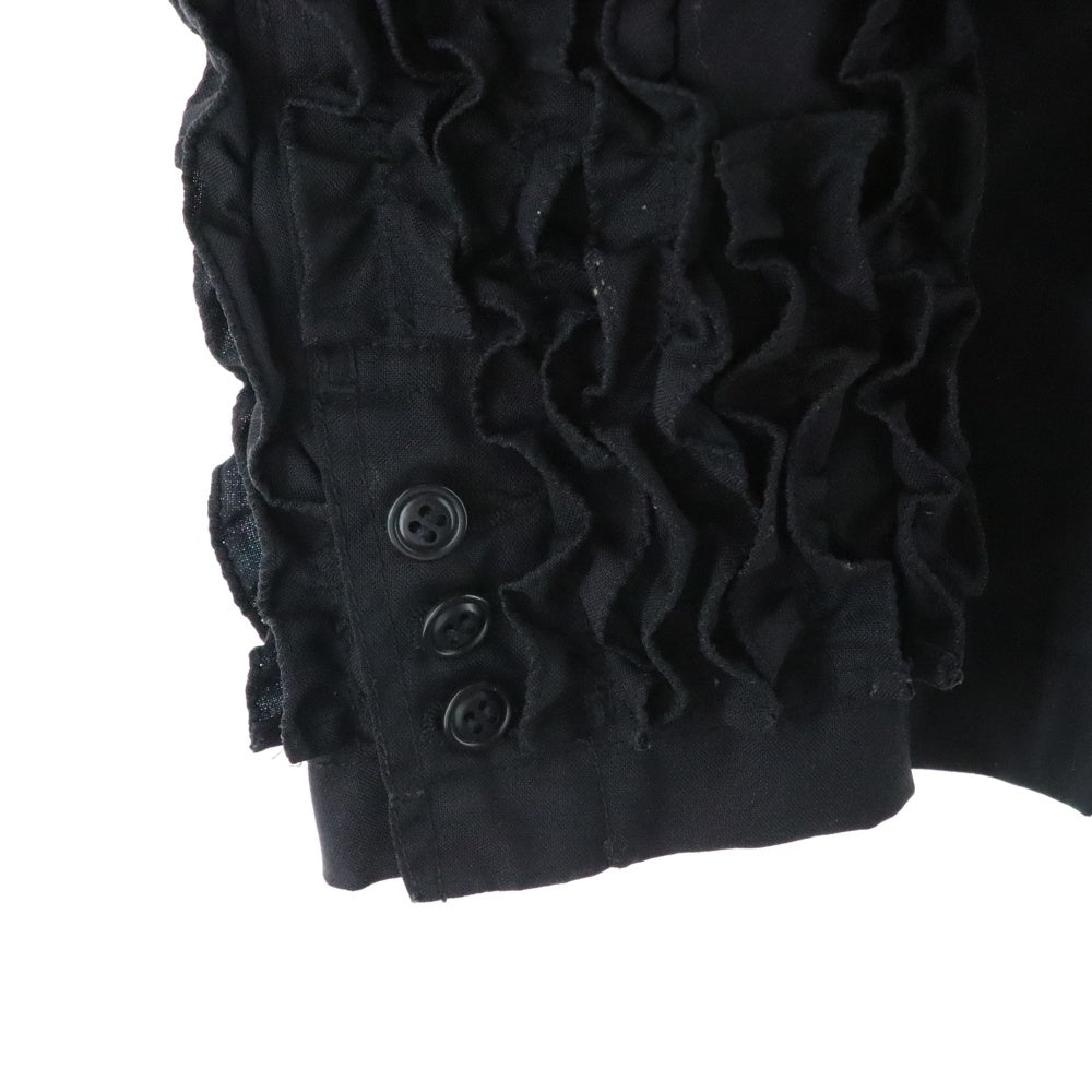 COMME des GARCONS HOMME PLUS(コムデギャルソンオムプリュス) 12SS AD2011 フリル加工 ダブルフラップポケット 2B テーラードジャケット ブラック PI-J111