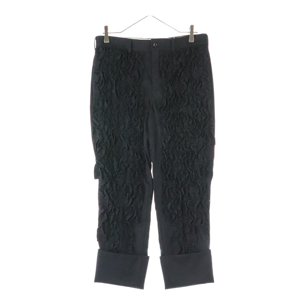 COMME des GARCONS HOMME PLUS(コムデギャルソンオムプリュス) 12SS AD2011 フリル加工 裾折り返しデザイン ジップアップ スラックスパンツ ブラック PI-P063