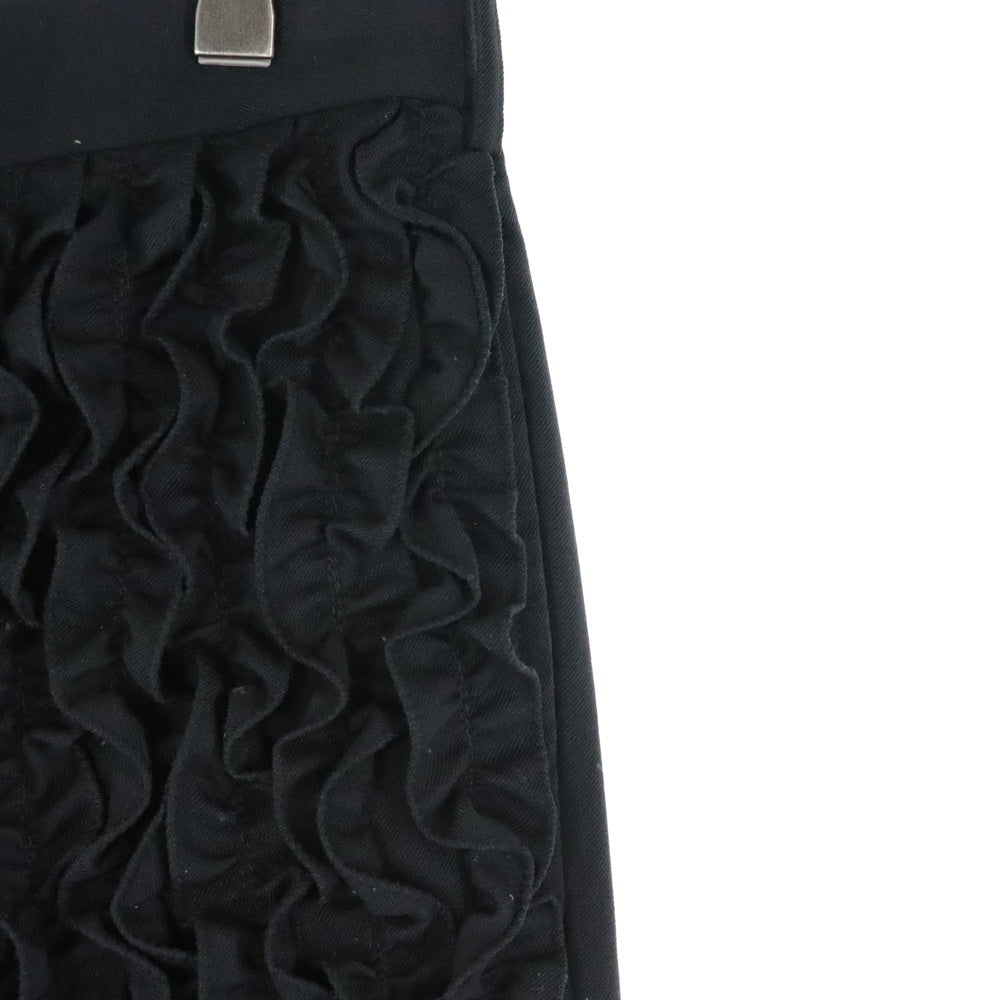 COMME des GARCONS HOMME PLUS(コムデギャルソンオムプリュス) 12SS AD2011 フリル加工 裾折り返しデザイン ジップアップ スラックスパンツ ブラック PI-P063