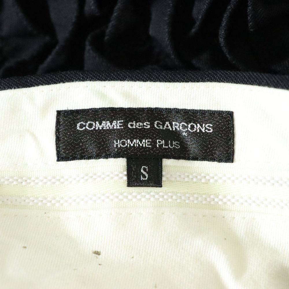 COMME des GARCONS HOMME PLUS(コムデギャルソンオムプリュス) 12SS AD2011 フリル加工 裾折り返しデザイン ジップアップ スラックスパンツ ブラック PI-P063