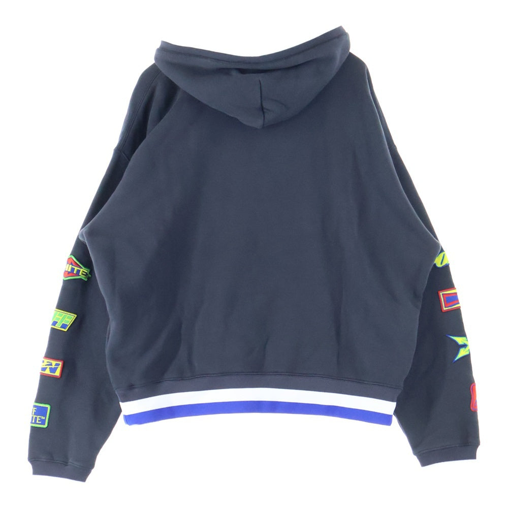 OFF-WHITE(オフホワイト) 24SS LV RACING SKATE HOODIE レーシングスケート アームワッペン加工 プルオーバースウェットパーカー フーディー ダークグレー OMBB085G24FLE00X