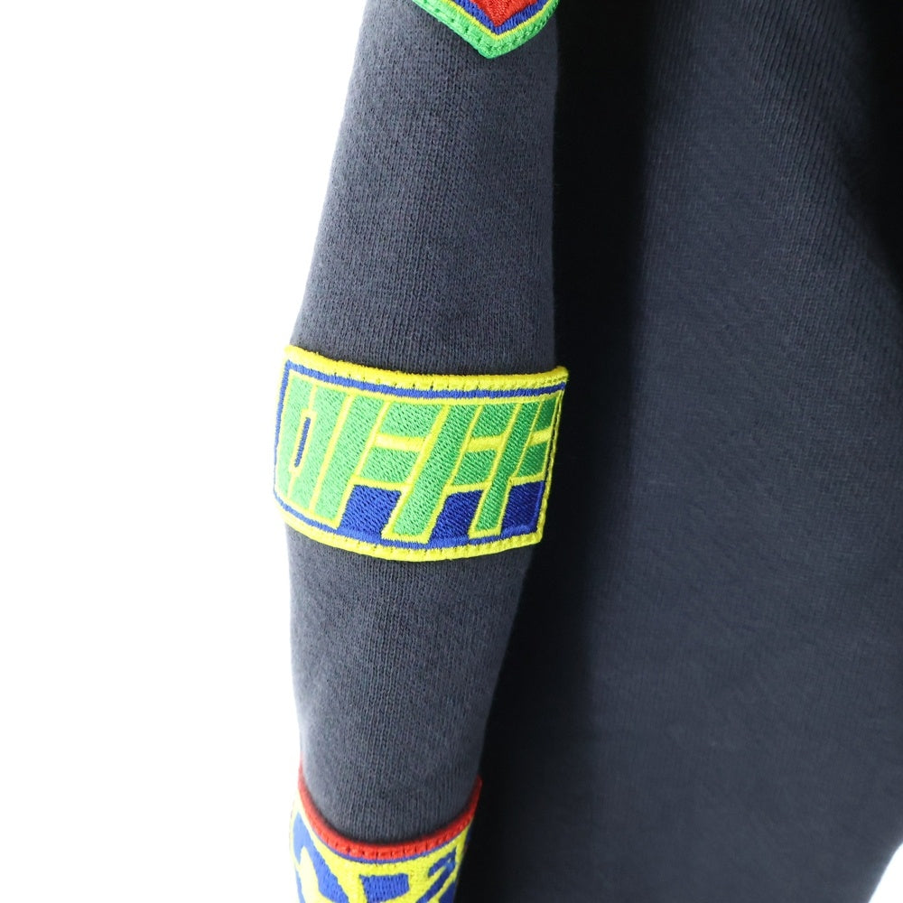 OFF-WHITE(オフホワイト) 24SS LV RACING SKATE HOODIE レーシングスケート アームワッペン加工 プルオーバースウェットパーカー フーディー ダークグレー OMBB085G24FLE00X