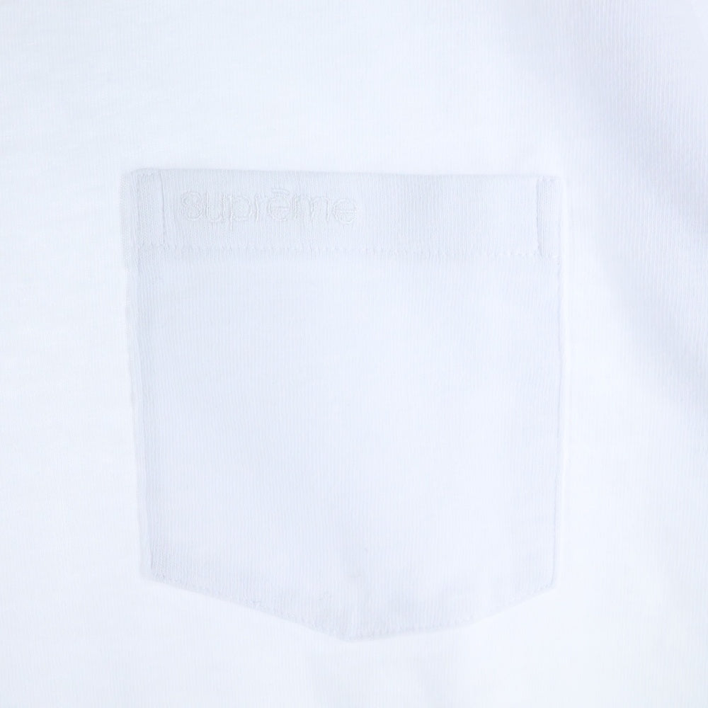 SUPREME(シュプリーム) 24AW S/S Pocket Tee ロゴエンブロイダリー 半袖ポケットTシャツ カットソー ホワイト