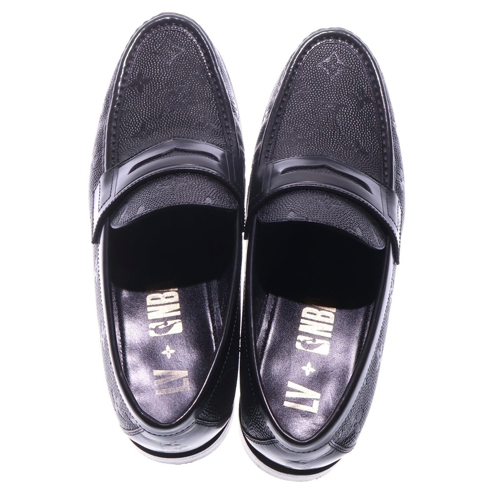 LOUIS VUITTON(ルイヴィトン) ×NBA エヌビーエー LVローファーライン モノグラムコインローファー レザーシューズ ブラック FA0241