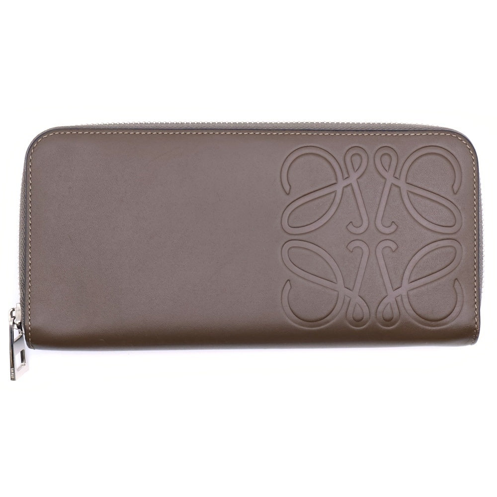 LOEWE(ロエベ) アナグラム ラウンドファスナー ロングウォレット 長財布 ブラウン シルバー金具