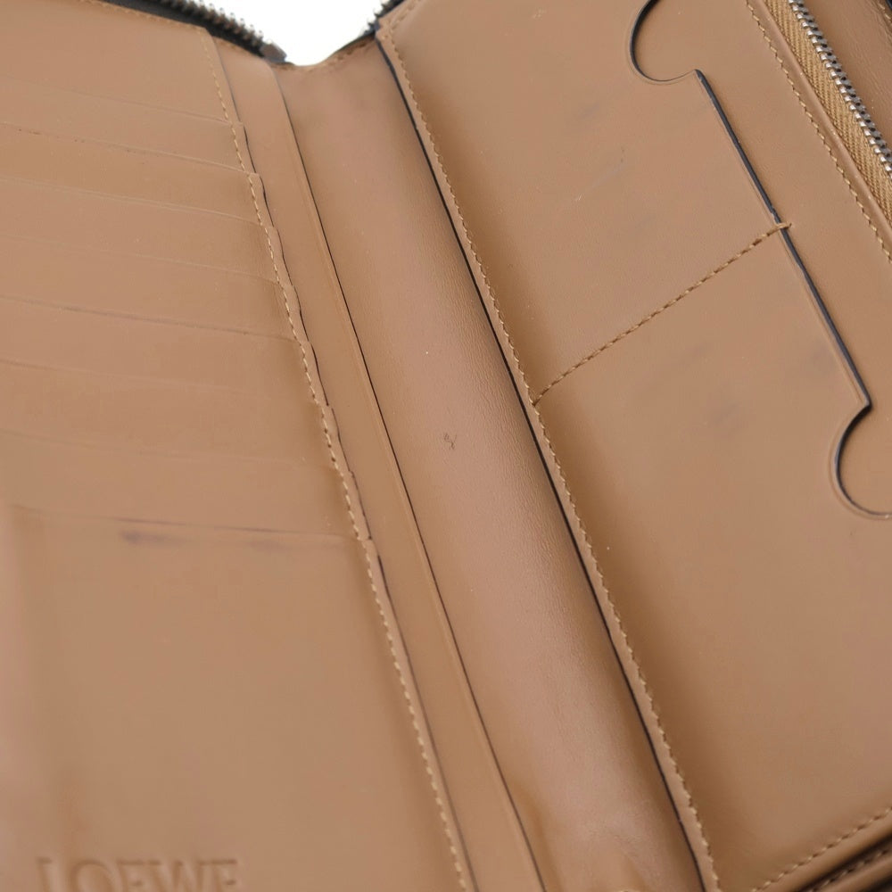 LOEWE(ロエベ) アナグラム ラウンドファスナー ロングウォレット 長財布 ブラウン シルバー金具