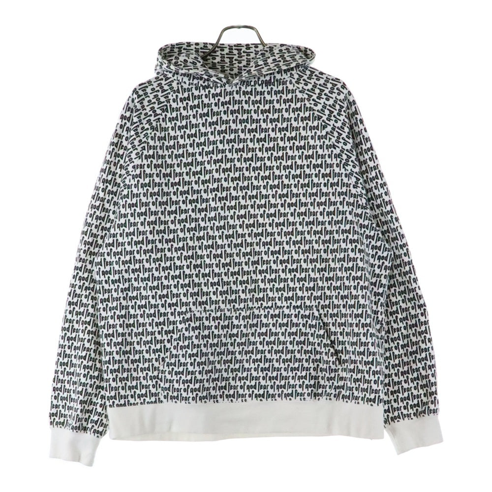 FEAR OF GOD(フィアオブゴッド) ALLOVER LOGO HOODIE COLLECTION TWO オールオーバー スウェット プルオーバーパーカー ホワイト/ブラック