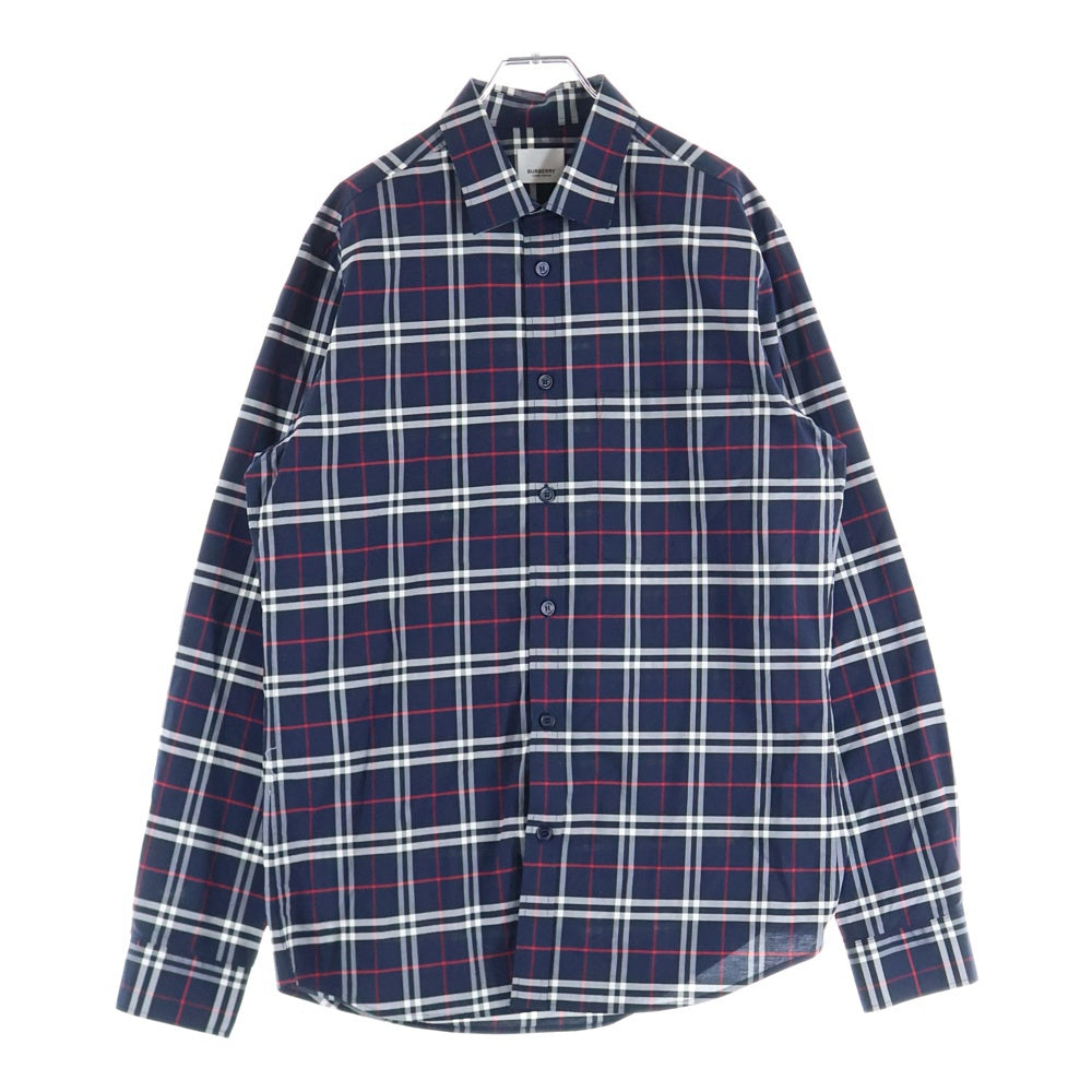 BURBERRY(バーバリー) ノバチェック コットン 長袖シャツ ネイビー 8018640