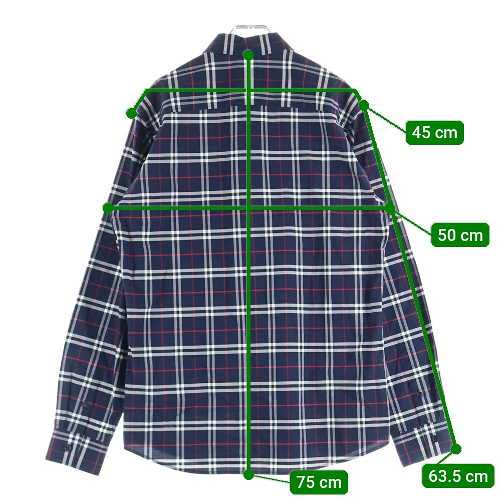 BURBERRY(バーバリー) ノバチェック コットン 長袖シャツ ネイビー 8018640