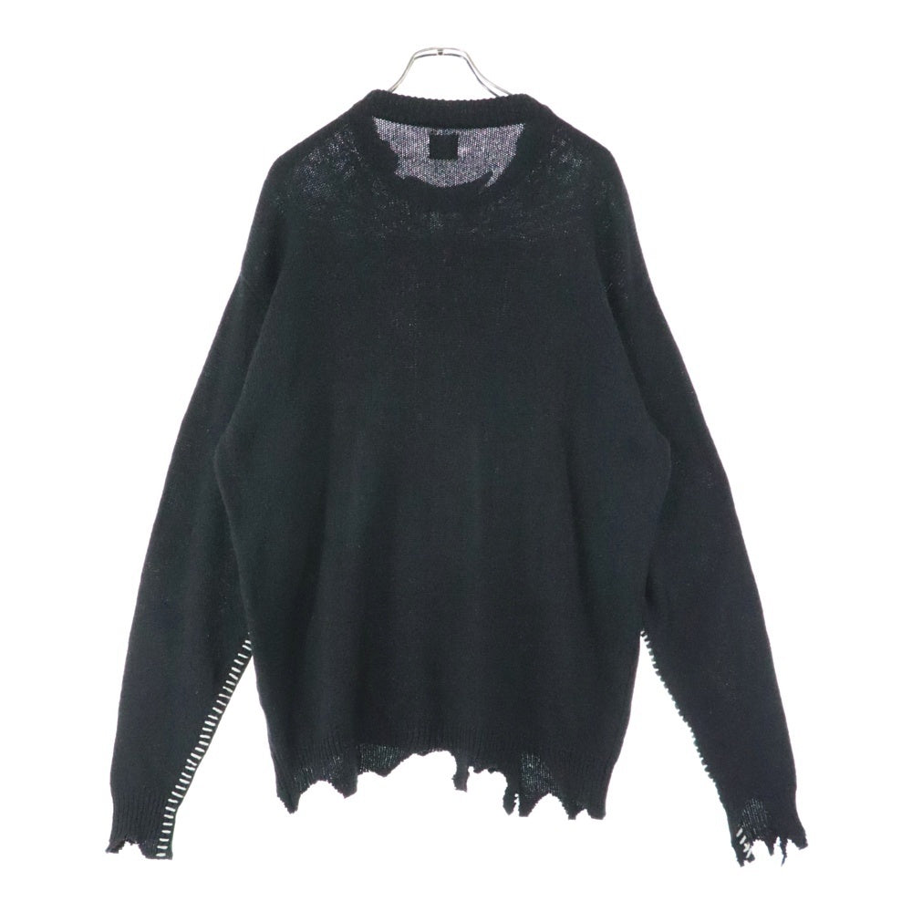 SAINT MICHAEL(セントマイケル) 21AW WOOL SWTER SIN ダメージ加工 ウールニット セーター ブラック SM-A21-0000-039