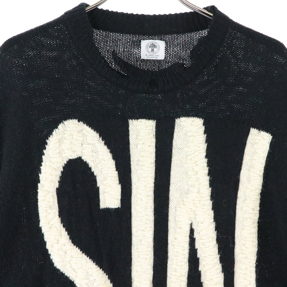 SAINT MICHAEL(セントマイケル) 21AW WOOL SWTER SIN ダメージ加工 ウールニット セーター ブラック SM-A21-0000-039