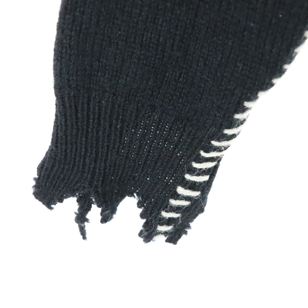 SAINT MICHAEL(セントマイケル) 21AW WOOL SWTER SIN ダメージ加工 ウールニット セーター ブラック SM-A21-0000-039