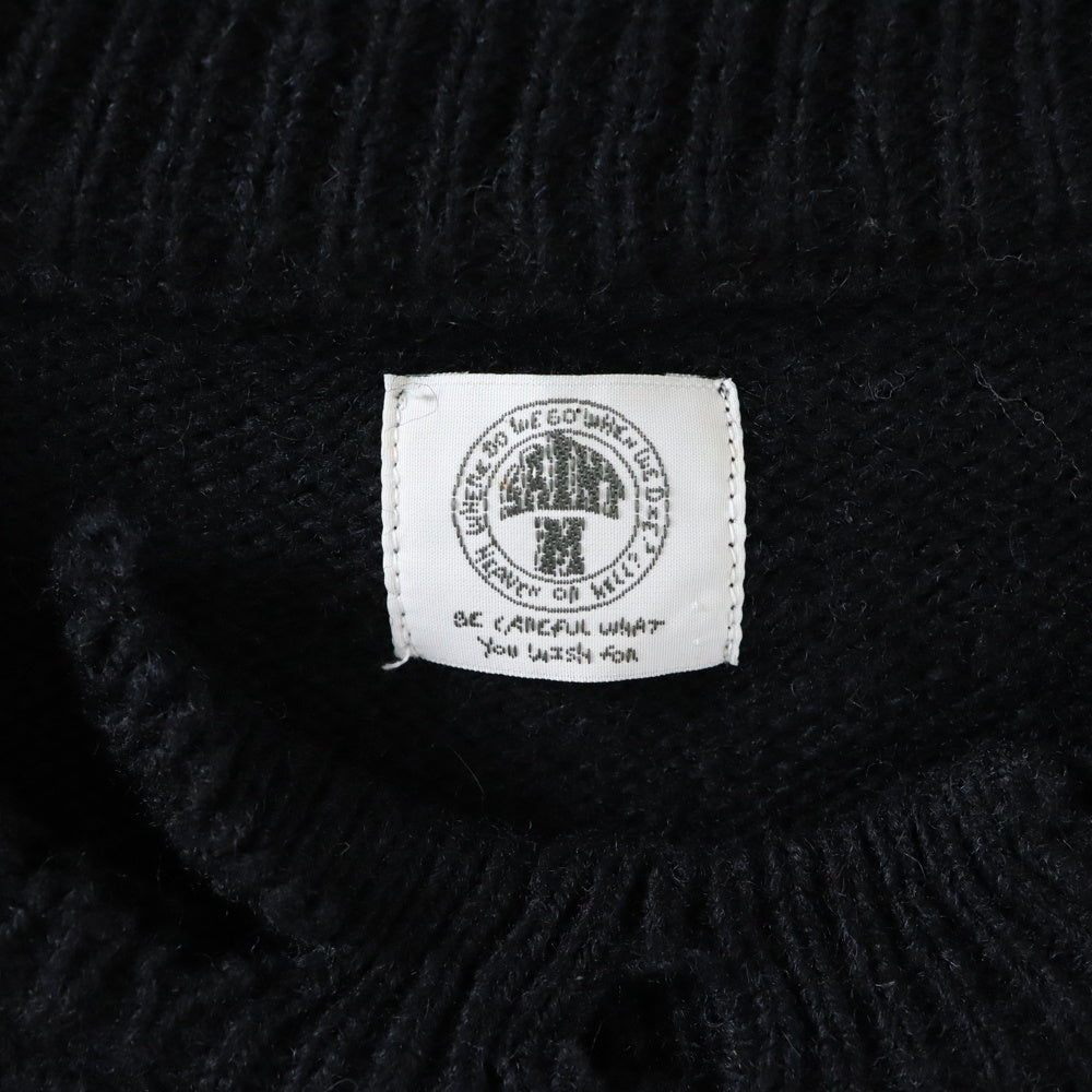 SAINT MICHAEL(セントマイケル) 21AW WOOL SWTER SIN ダメージ加工 ウールニット セーター ブラック SM-A21-0000-039