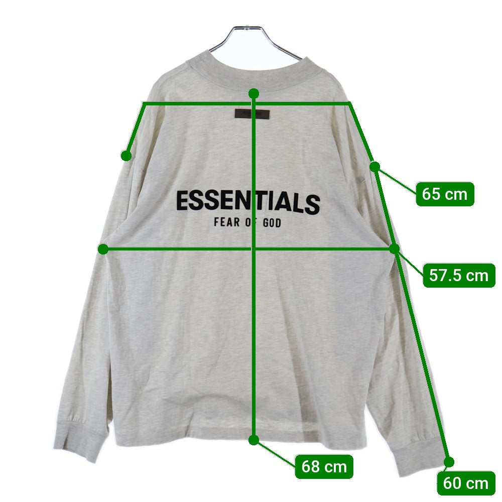 FEAR OF GOD ESSENTIALS(フィアオブゴッド エッセンシャルズ) L/S T-SHIRT フロントラバーロゴ コットン 長袖Tシャツ カットソー ライトグレー