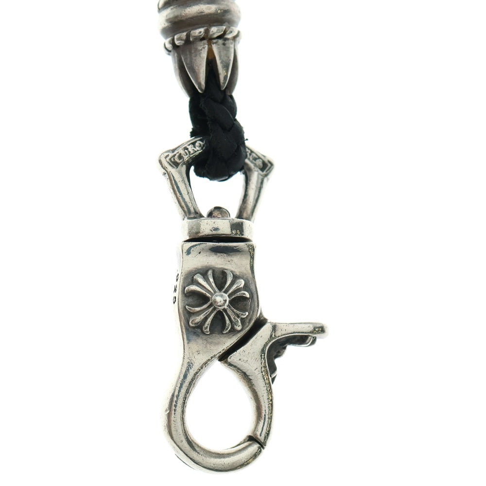 CHROME HEARTS(クロムハーツ) CH PLS LANYARS CHプラス ランヤード クリップホルダー レザーネックレス シルバー/ブラック