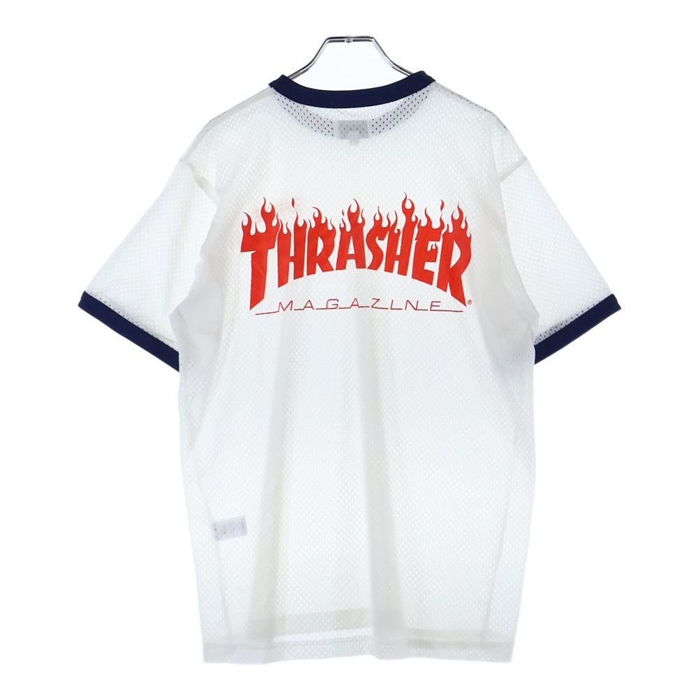 SUPREME(シュプリーム) 15SS ×THRASHER Mesh Crewneck スラッシャー メッシュ クルーネック ロゴプリント 半袖リンガーTシャツ カットソー ホワイト